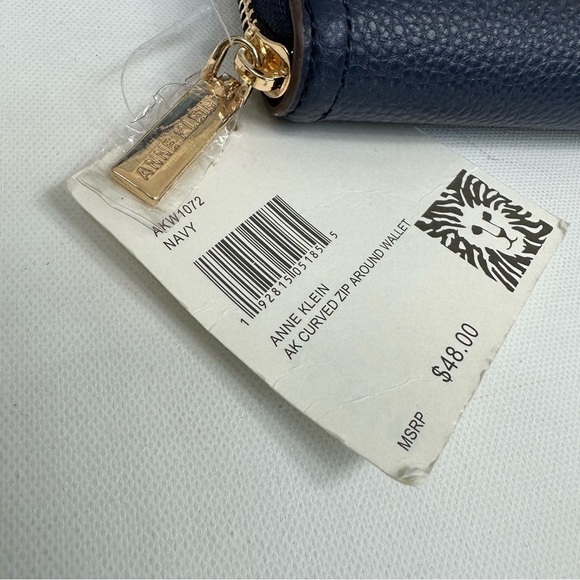 Anne Klein Navy Curved Zip Around Wallet - Picture 9 of 11